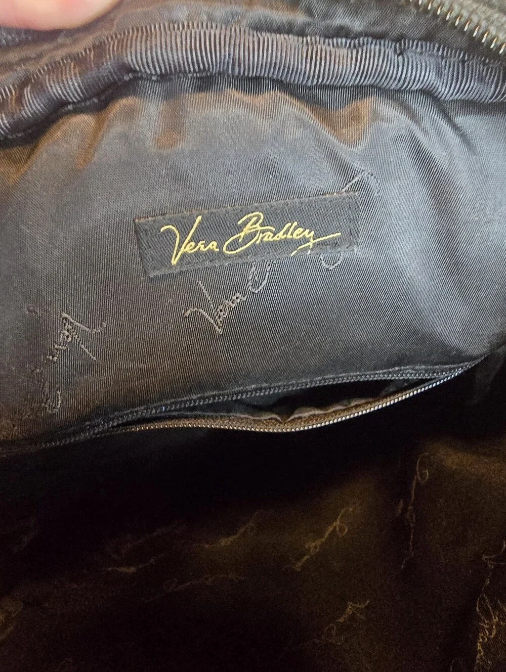 Vera Bradley Quilted Black Backpack with Gold Accent